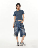 做舊破洞牛仔短褲