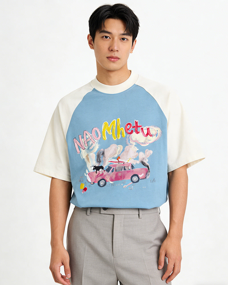 콘트라스트 컬러 라글런 반팔