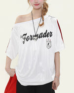 Off-shoulder neutral style short sleeves