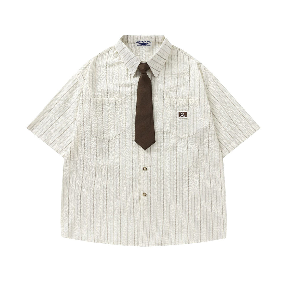 Retro striped shirt with tie