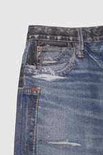 復古水洗破洞牛仔褲