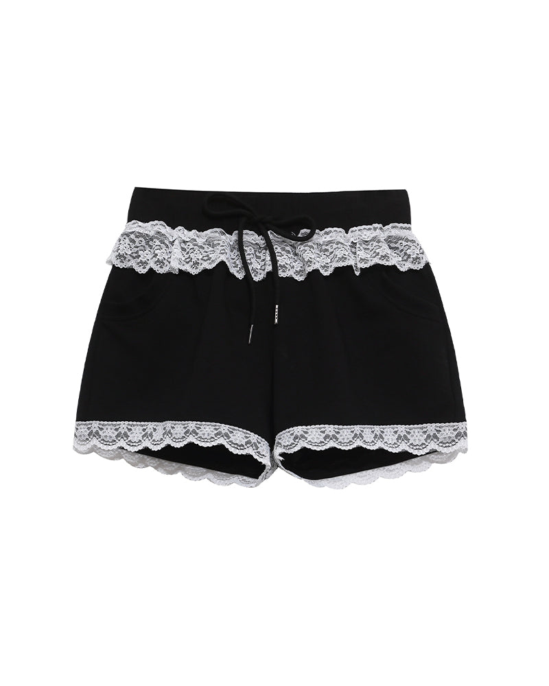 蕾絲花邊休閑短褲
