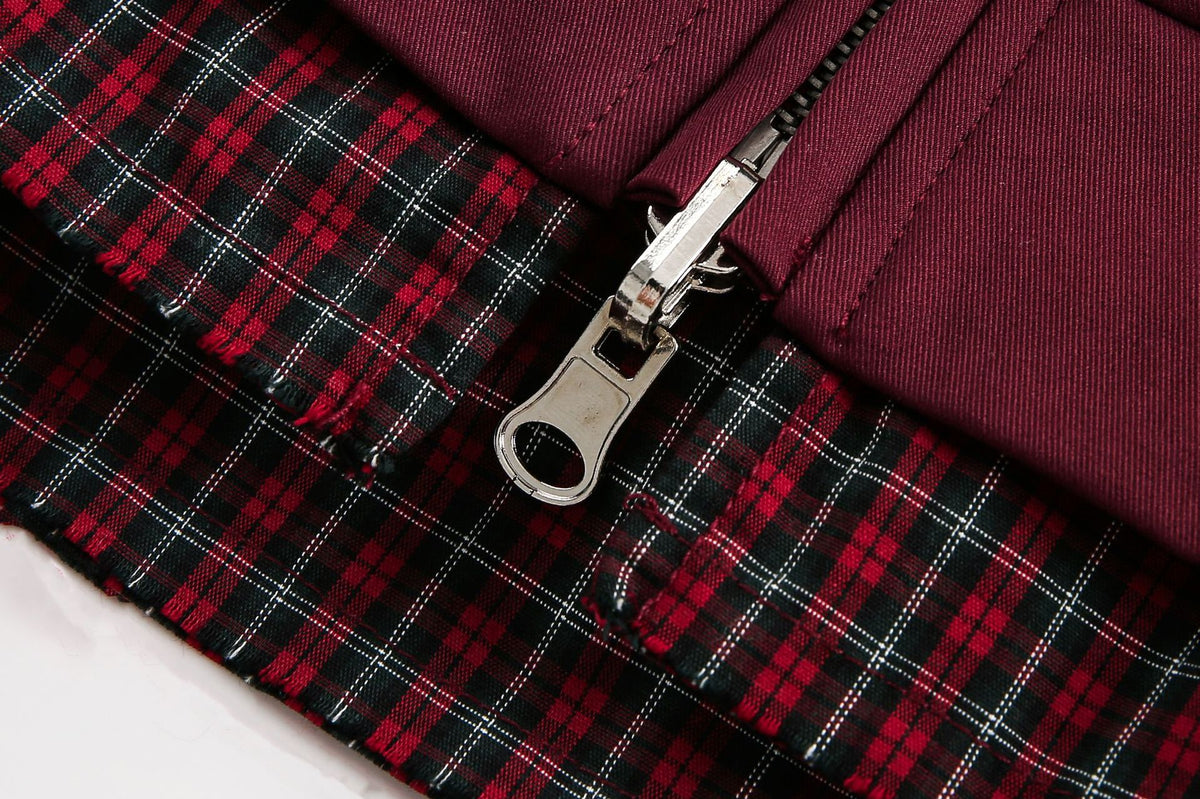 Retro reversible plaid jacket