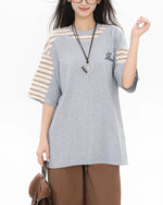 Striped short sleeves