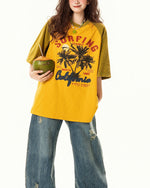 레트로 콘트라스트 래글런 반소매