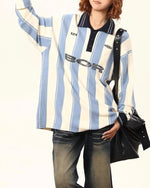 復古撞色條紋毛衣