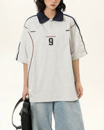 Contrast color letter short sleeves