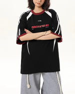 Contrast color letter short sleeves