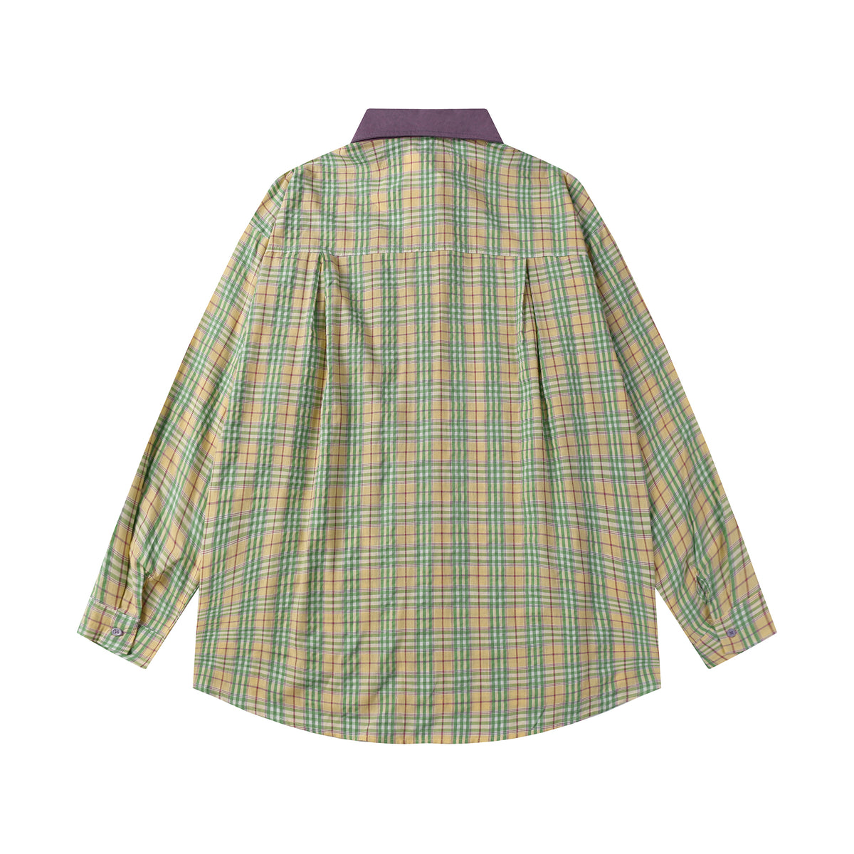 Retro cartoon plaid color block shirt