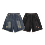 美式復古破洞星星牛仔五分褲