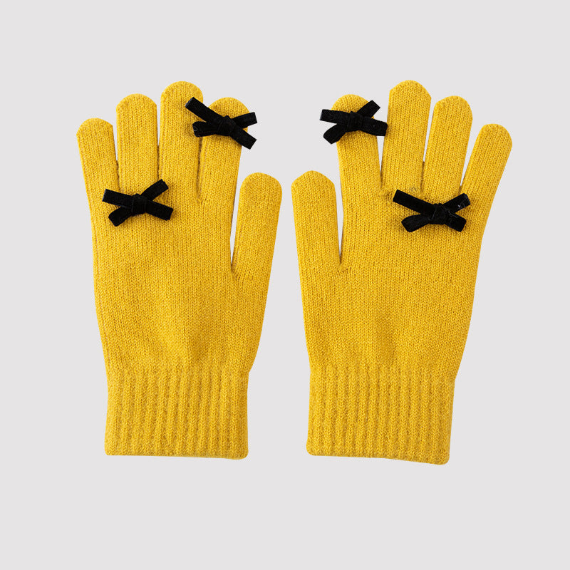 Cute warm five-finger gloves