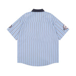 復古豎條紋短袖襯衫
