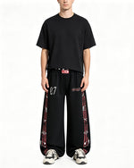 Distressed wide-leg casual pants