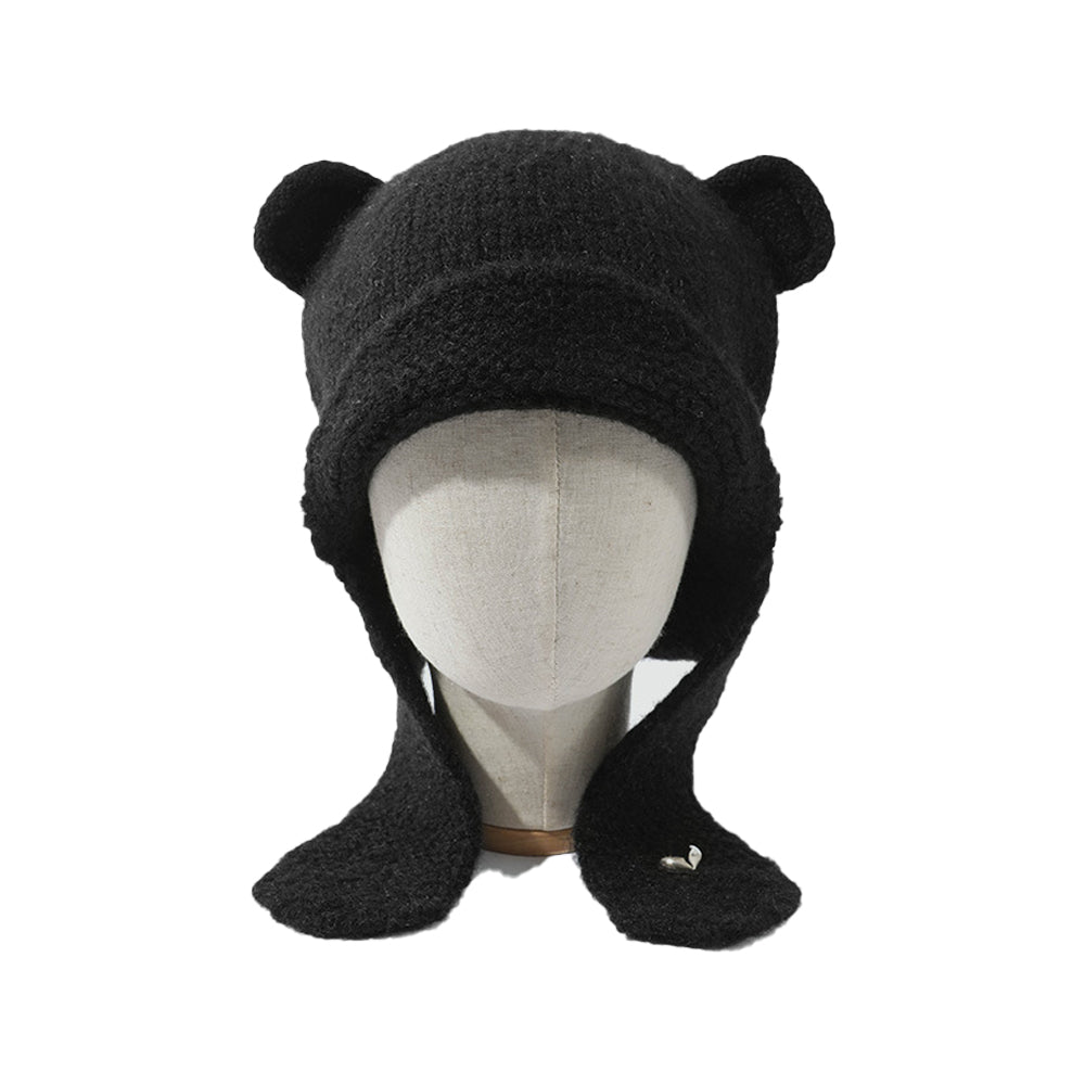 Solid color cute warm ear protection hat