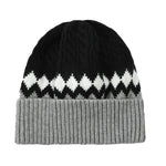 復古菱格拼色套頭帽