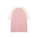 콘트라스트 컬러 캐주얼 프린트 반팔