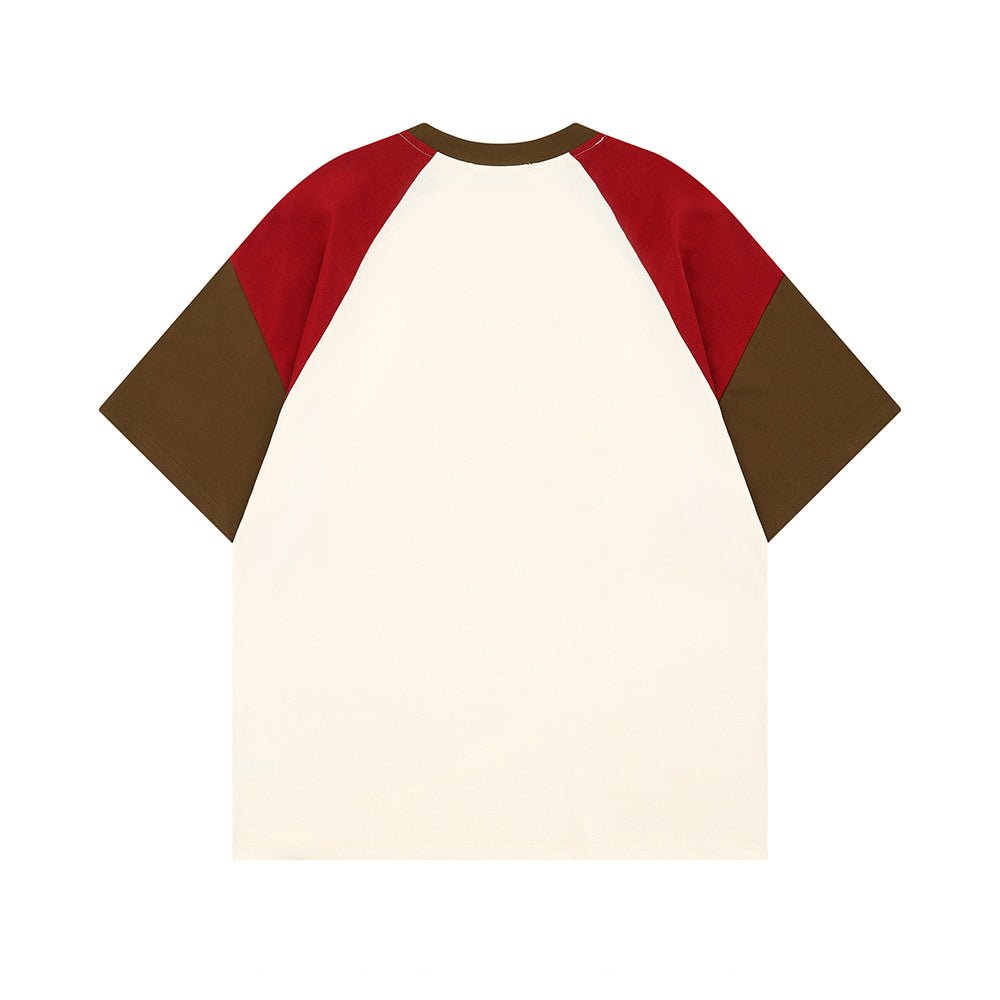 Retro contrast color couple short sleeves