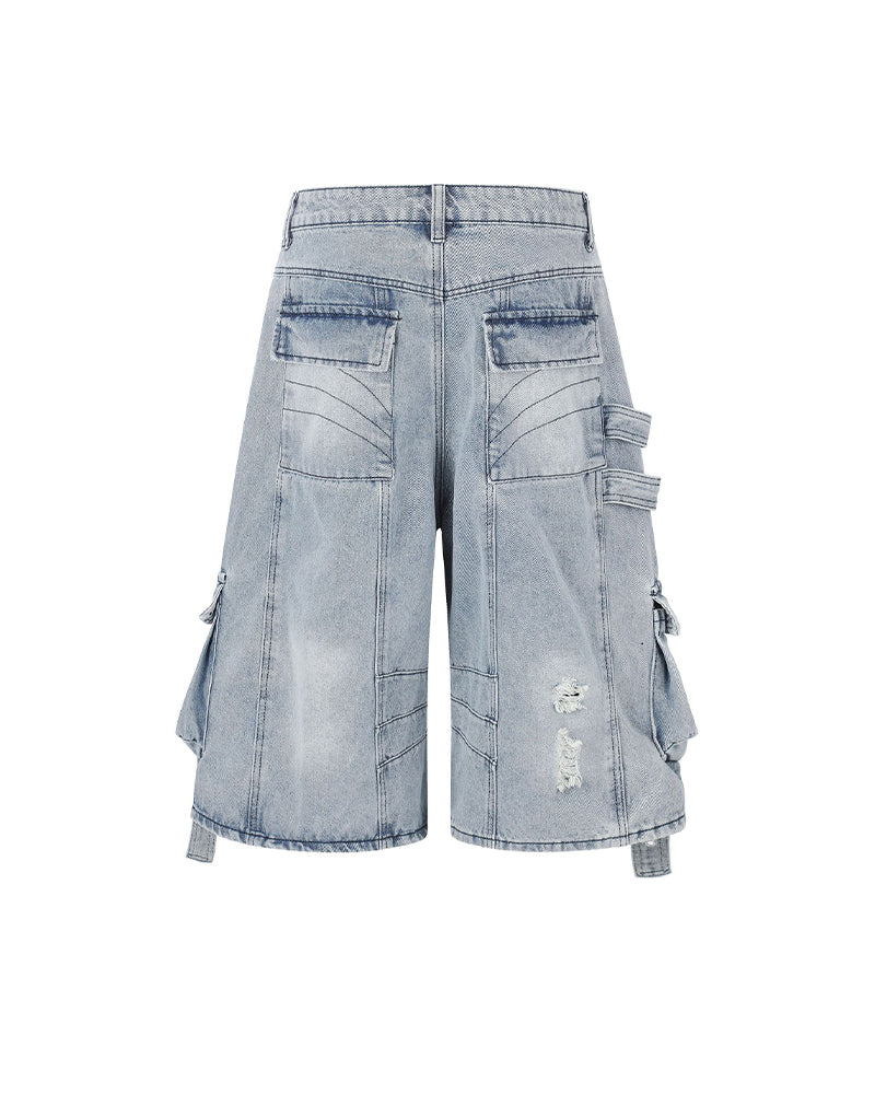 Distressed ripped shorts
