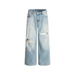 Distressed raw-edge jeans