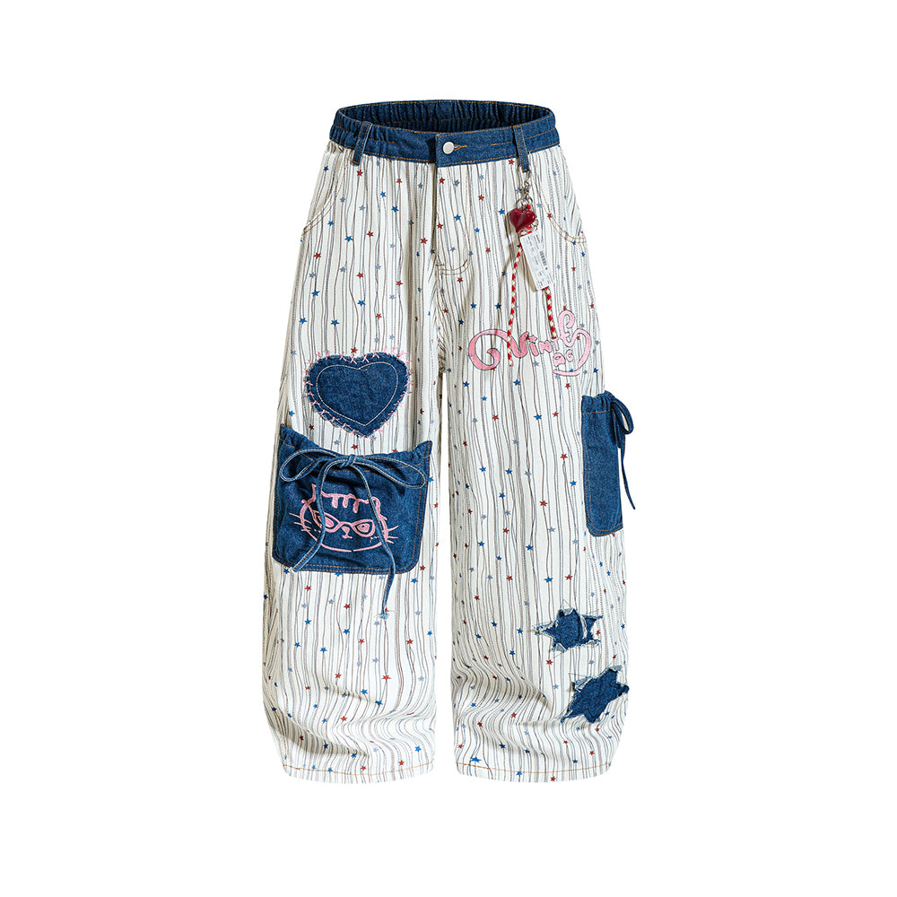 復古條紋休閑褲