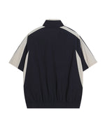 American retro patchwork sports short-sleeved jacket