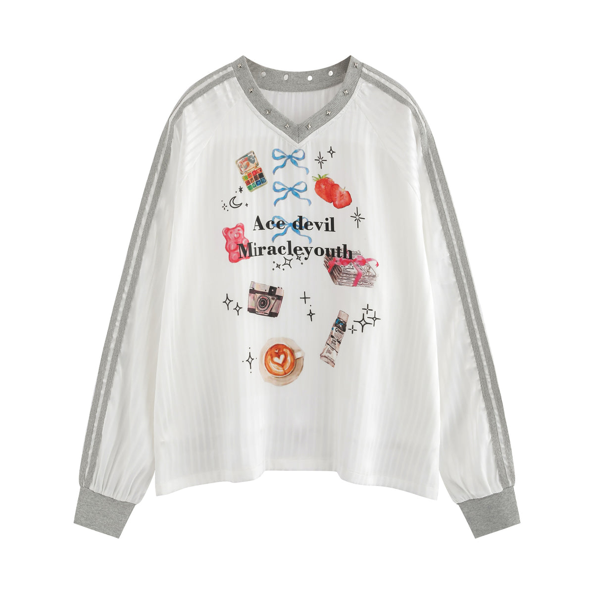 Retro printed pullover sweatshirt