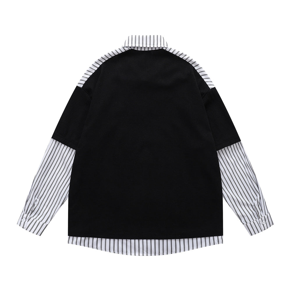 Fake two-piece polo sweatshirt