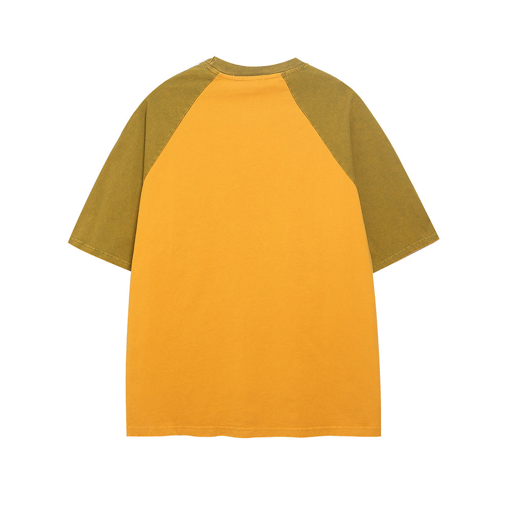 Retro contrast raglan short sleeves