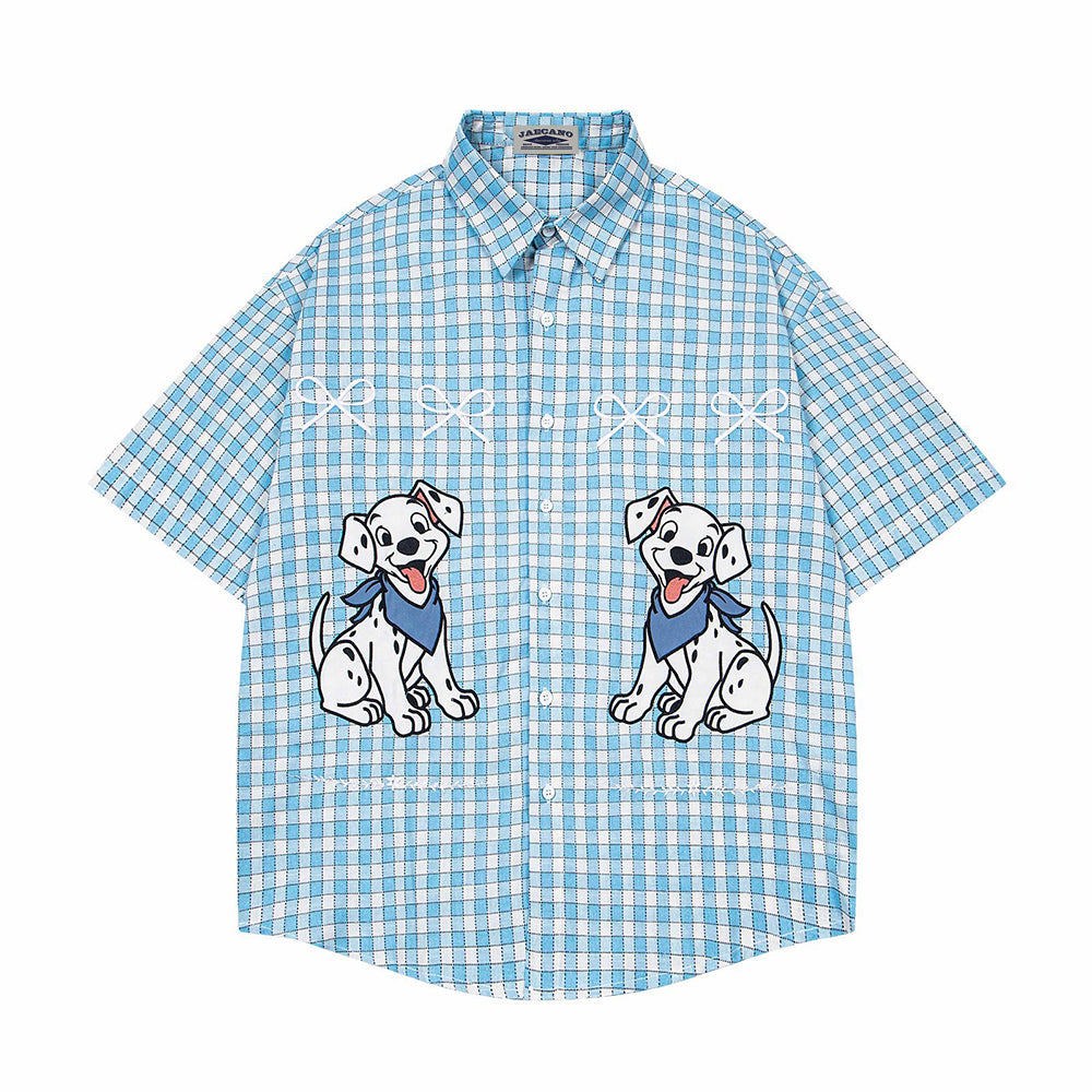 Cute embroidered puppy short-sleeved shirt