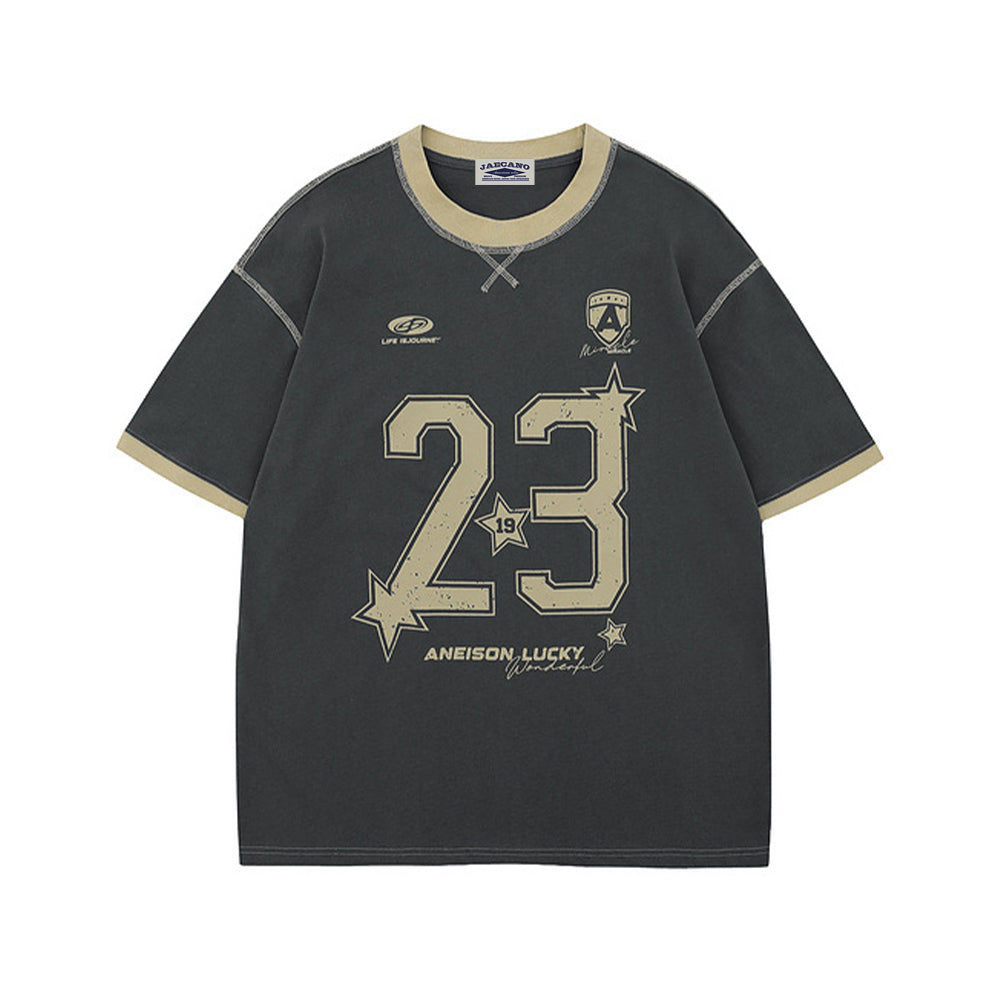 Retro contrast short sleeves