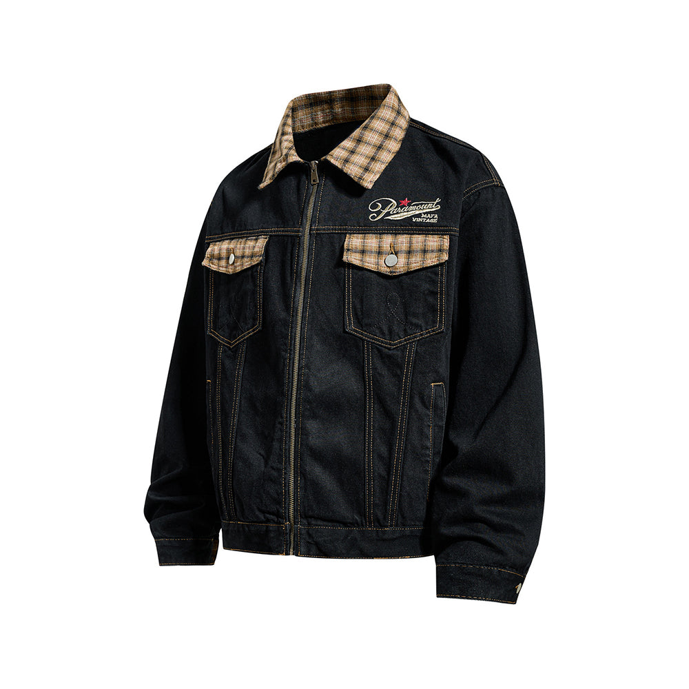 Patchwork plaid embroidered coat