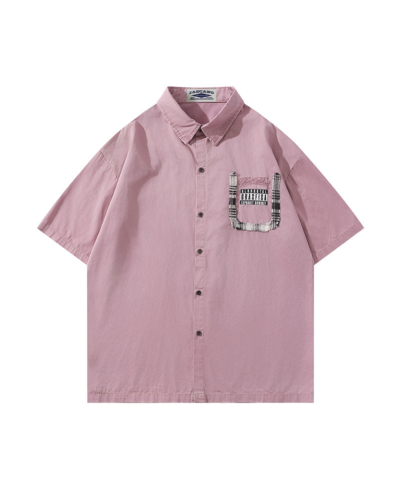 Retro patchwork casual shirt