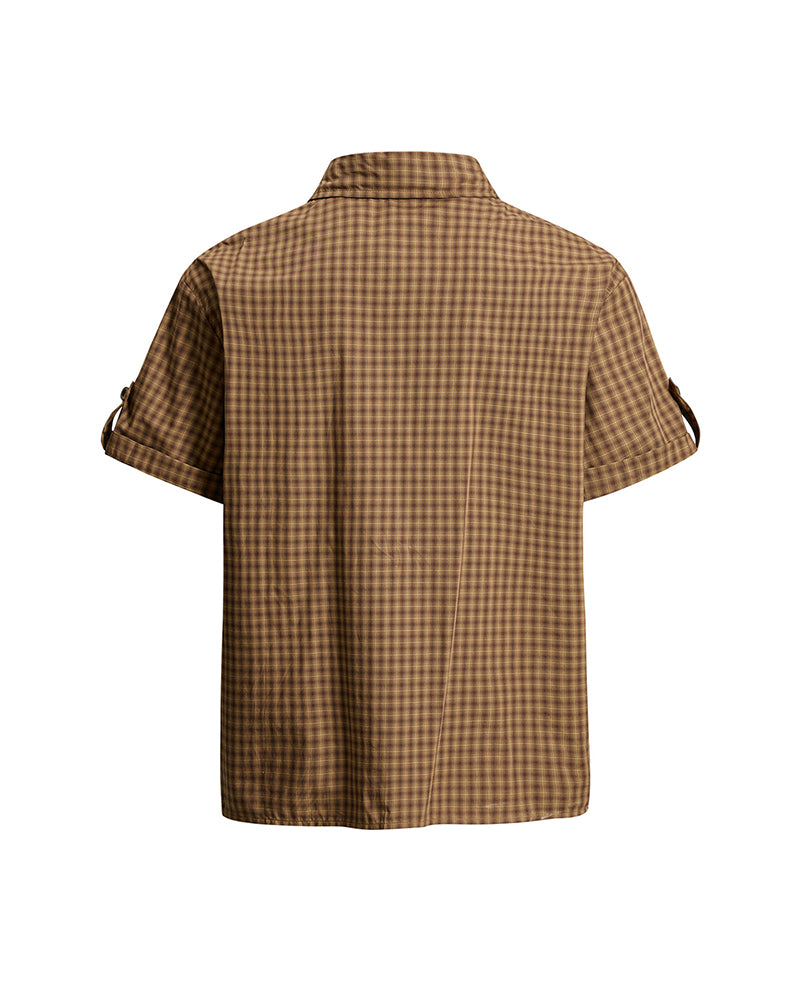 Retro embroidered short-sleeved shirt