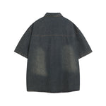 Washed panel denim shirt