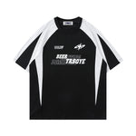 復古拼接撞色寬鬆短袖