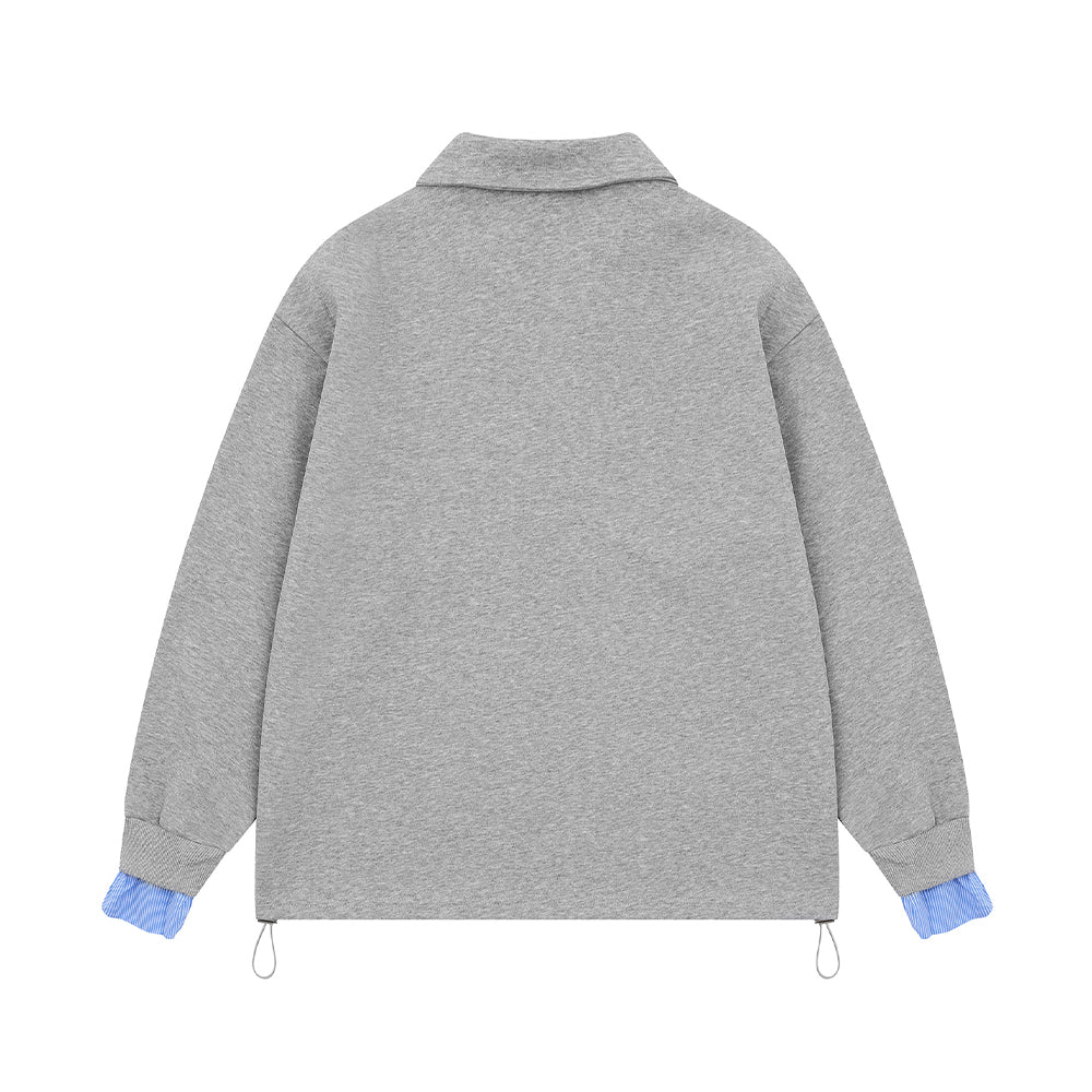 Badge Print Faux Two-Piece Sweatshirt