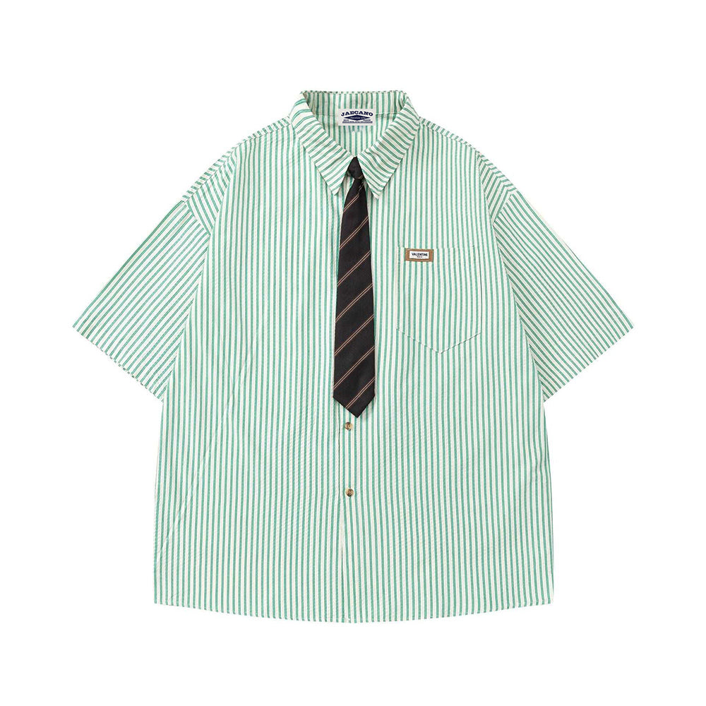 Striped shirt with vintage tie