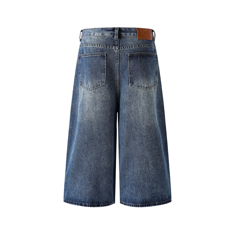 Vintage washed denim shorts