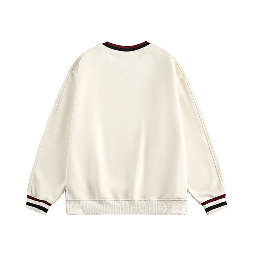 Preppy style contrast color stitching sweatshirt