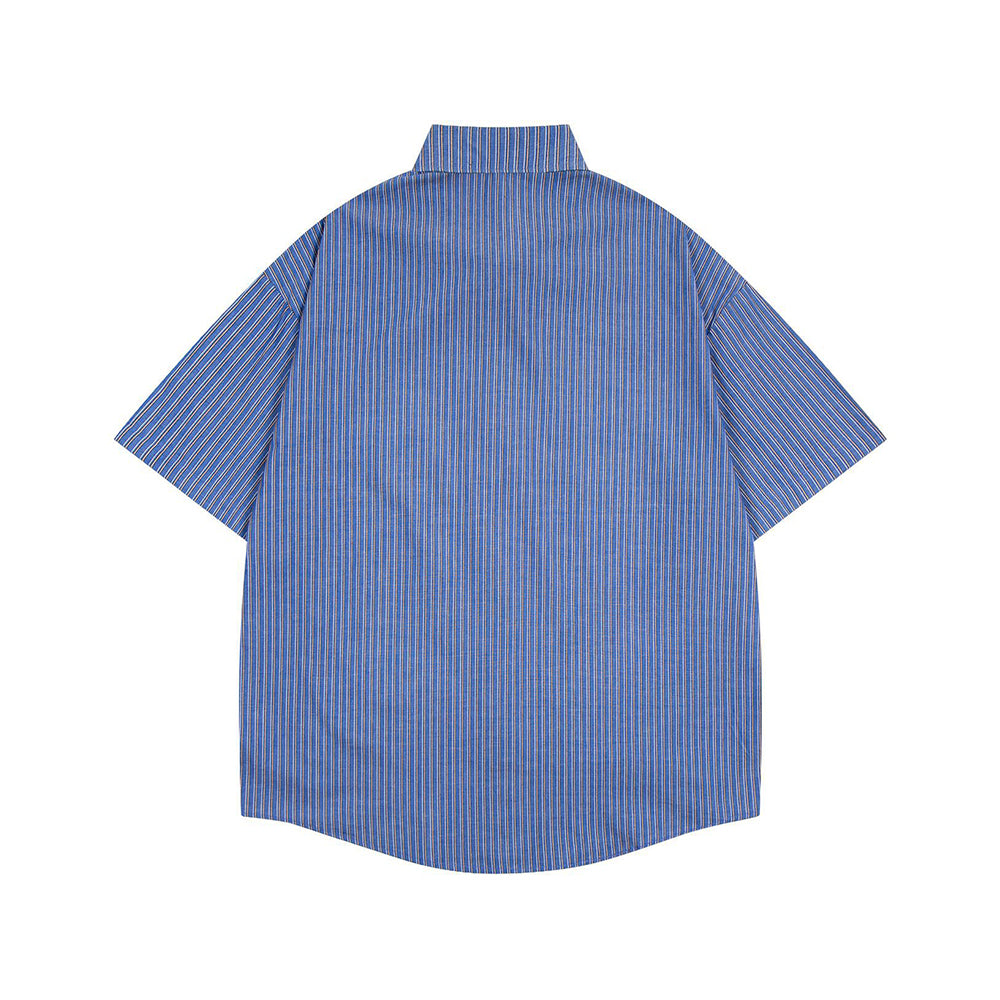 復古刺綉短袖襯衫