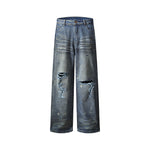Vintage distressed straight jeans
