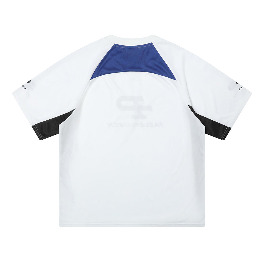 Retro sports contrast short sleeves