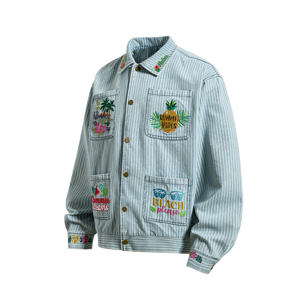 Colorful letter denim jacket