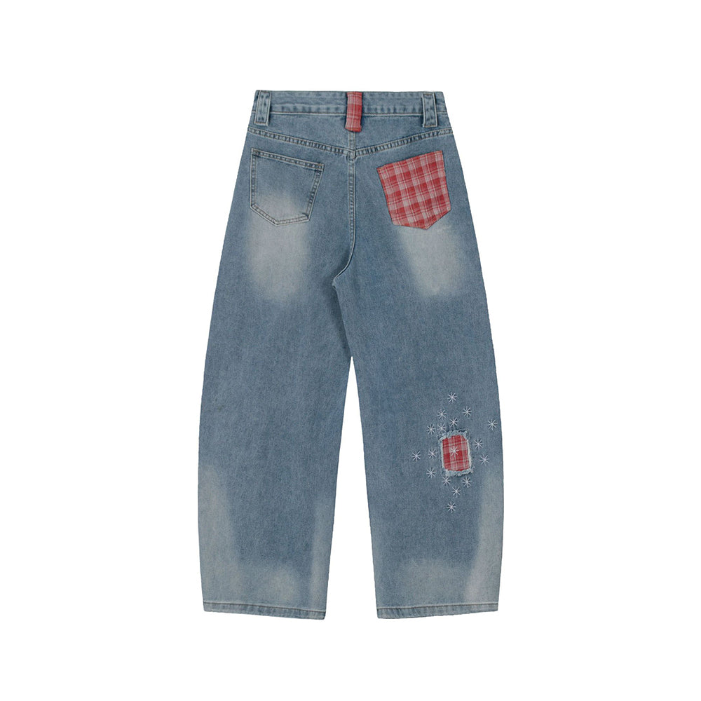 Vintage washed denim trousers