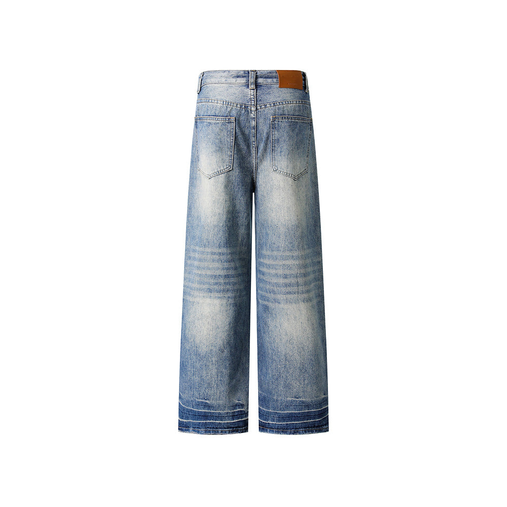 Vintage washed denim trousers