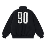 Embroidered striped stand-up collar coat