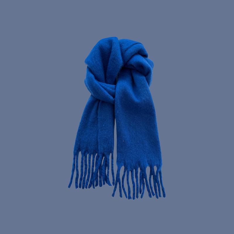 Blue warm thickened scarf