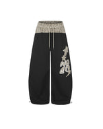 patchwork wide-leg scimitar pants