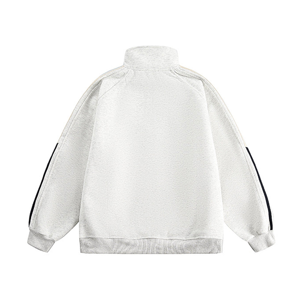 Three-stripe stand collar sweatshirt