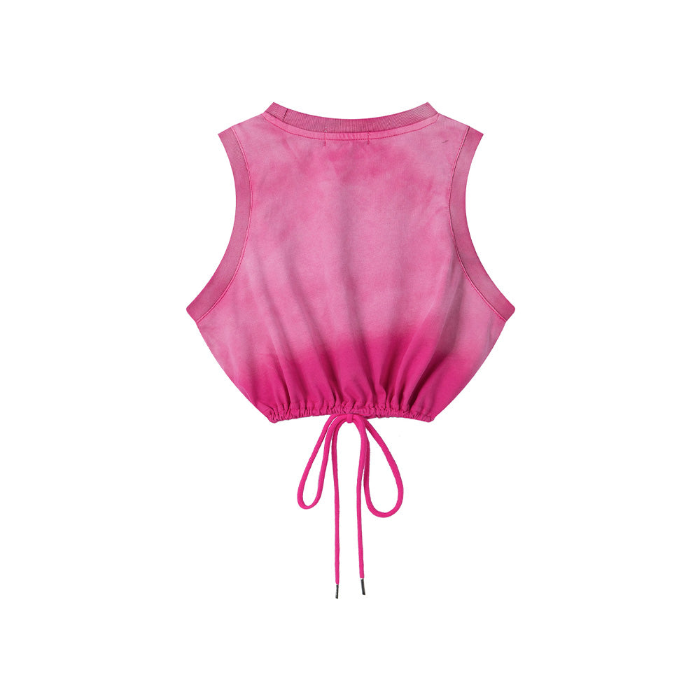 Gradient cute drawstring vest